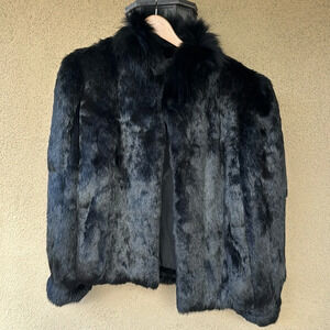 French Vintage black fur coat size medium EDGY FEMININE excellent quality